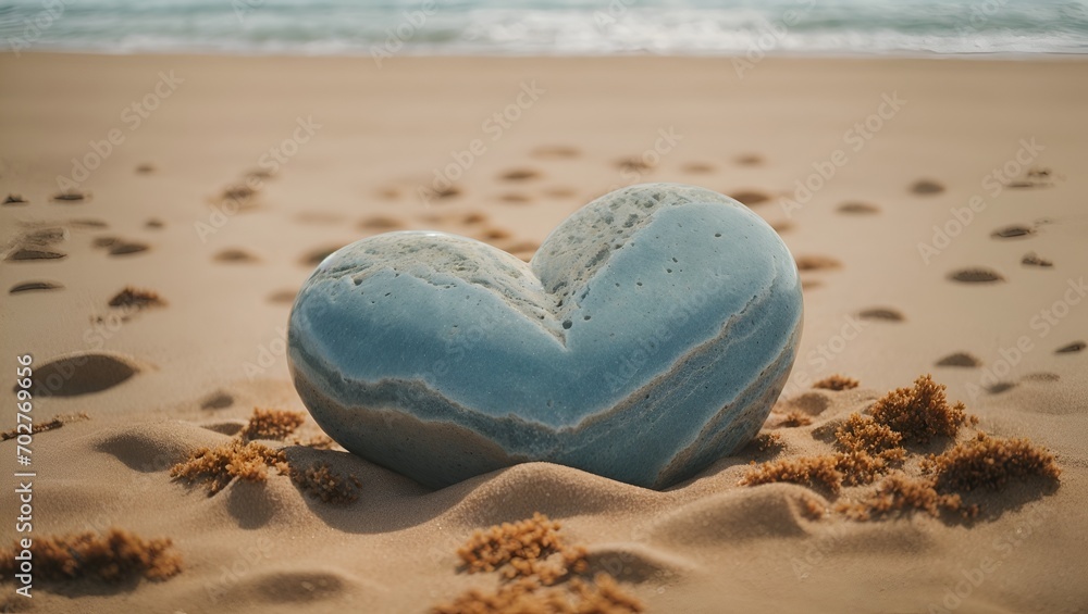 Blue heart. Love. A heart shaped stone, cracked and weathered , lying on a beach. Heart. Blue heart. Love. A heart shaped stone, cracked and weathered , lying on a beach. Heart.