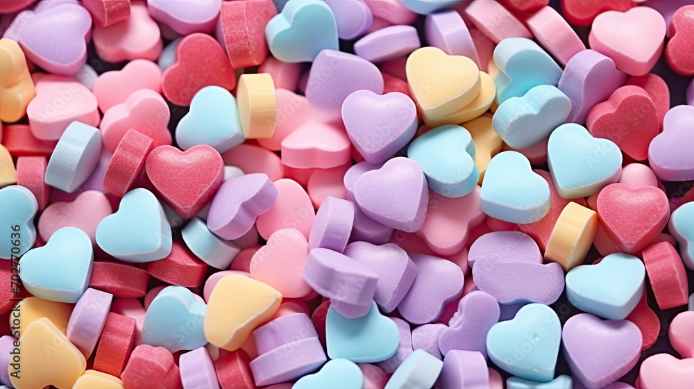 multicolor candy hearth background, close up of pink candy hearts, Valentine's day multicolor candy hearth background, close up of pink candy hearts, Valentine's day