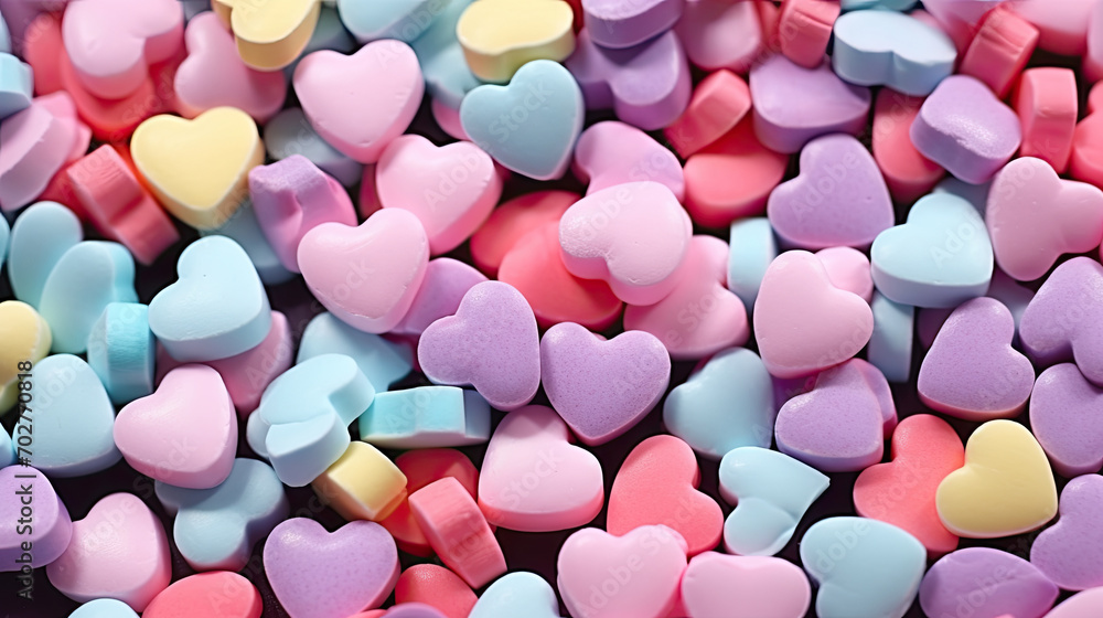 multicolor candy hearth background, close up of pink candy hearts, Valentine's day multicolor candy hearth background, close up of pink candy hearts, Valentine's day