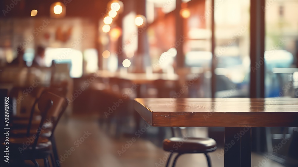 A table in a restaurant with a blurred background
