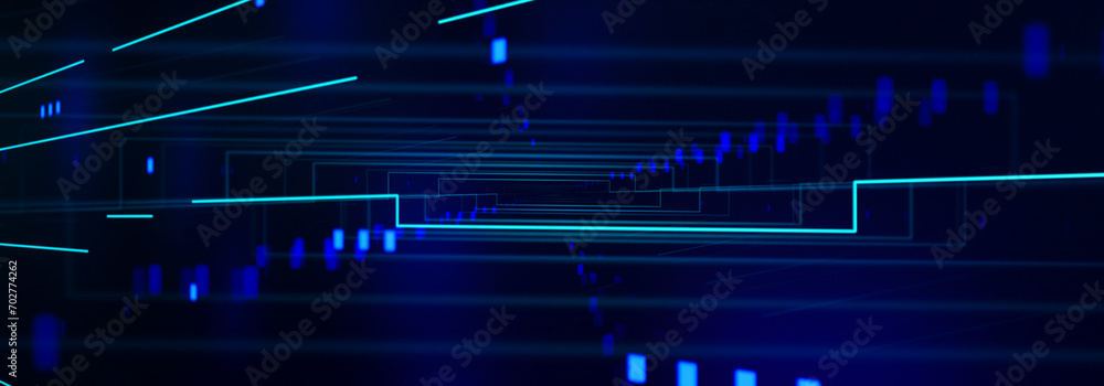 Blue dots and blue lines, blurred light effect. Illuminated background with abstarct reflections. Futuristic, design, light pattern. Blue dots and blue lines, blurred light effect. Illuminated background with abstarct reflections. Futuristic, design, light pattern.
