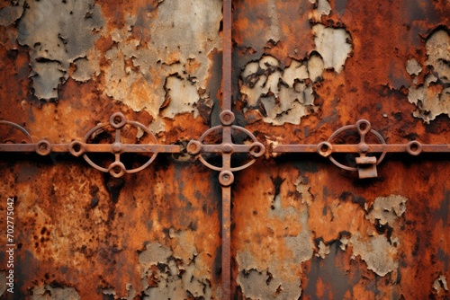 Weathered iron gates displaying rust, originating from construction centuries ago photo