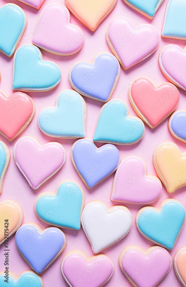 Pastel Heart Cookies Arrangement