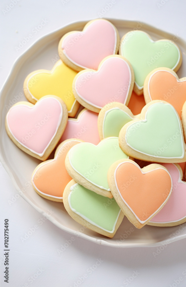 Elegant Heart Cookies on Plate Elegant Heart Cookies on Plate