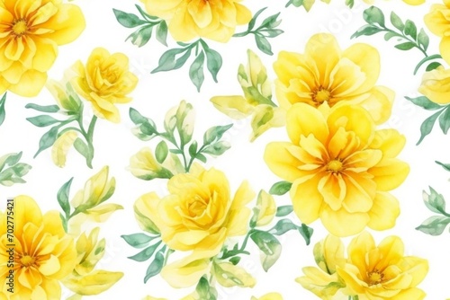 yellow watercolor flowers seamless pattern generative Al © Bilal
