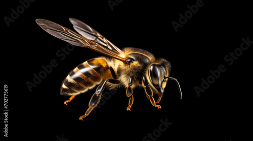 A stunning bee is flying isolated on transparent © Asad