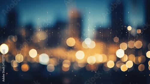 Abstract bokeh of cityscape at night. Defocused background. photo