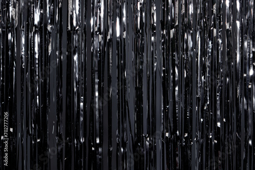 silver glittering rain background. New year and Christmas