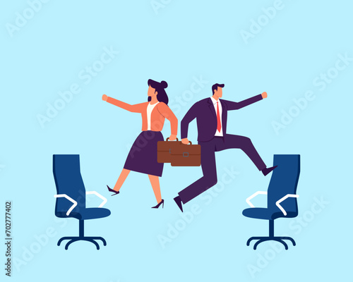 Job rotation or employee switch position for new skill and experience, moving to new responsibility within organization concept