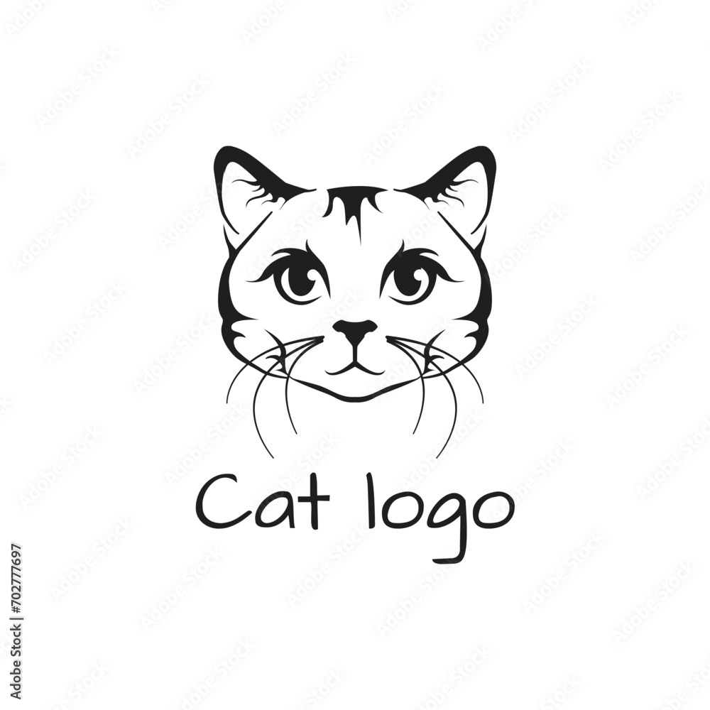 Vector black and white illustration of a cat in minimalist style. Can be used for logo and print on any background Vector black and white illustration of a cat in minimalist style. Can be used for logo and print on any background