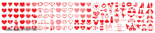 Various icon sets related to hearts and love