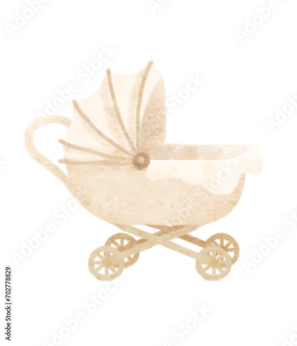 beige baby carriage photo