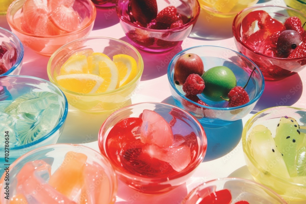a table topped with bowls filled with different types of fruit and veggies on top of a white surface. a table topped with bowls filled with different types of fruit and veggies on top of a white surface.