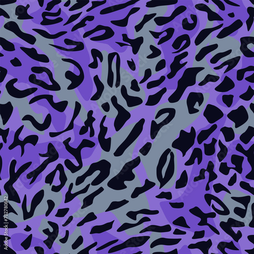color vector seamless pattern with leopard pattern with a blue tint for prints on fabrics, packaging and interior decoration