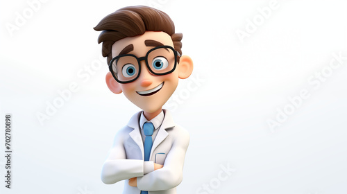3d animation cartoon doctor in uniform with white background