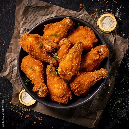 Fried Chicken Wings with Crispy Crust Background: A Culinary Delight in Every Savory Bite
