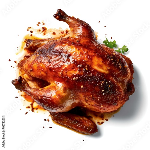 Roasted Chicken on a White Background: Culinary Delight in Every Savory Bite
