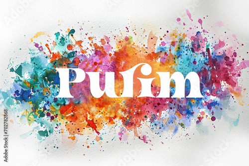 Purim colorful bright watercolor background photo