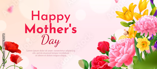 Happy mothers day floral banner