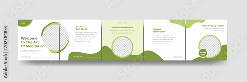 How to social media carousel template, meditation and relaxing Instagram banner design for spa yoga shops etc
