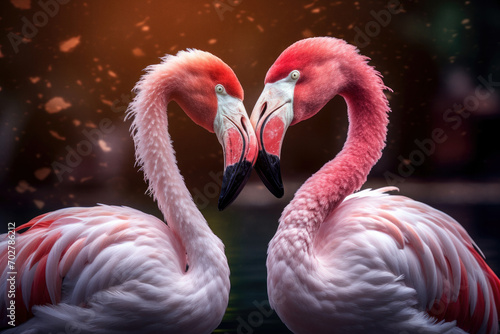 Pink flamingos closeup animal portrait © Stefan