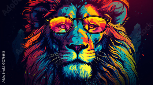 Beautiful and colored animals with glasses tiger