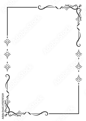 Frame corner and border vector element with filigree vintage style. Decorative ornament design for page, frame, template, paper, card, certificate, wedding invitation, menu.