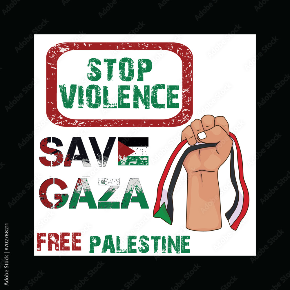 Naklejka premium Banner that says stand with Palestine and freedom for Gaza