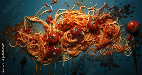 Spaghetti bolognese pasta with tomato sauce italian food photo