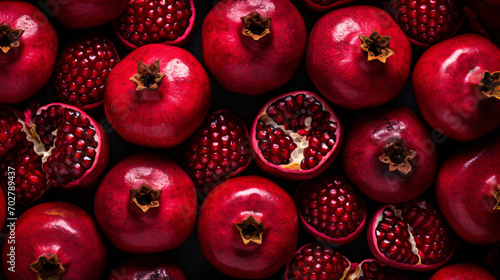 Fresh pomegranates, pomegranate background  photo