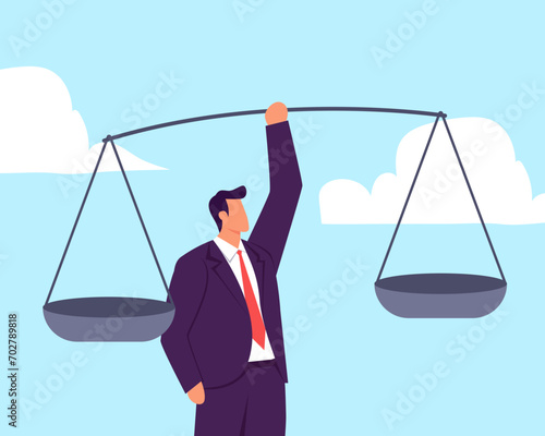 Principles and business ethic to do right things, social responsibility or integrity to earn trust, balance and justice for leadership concept