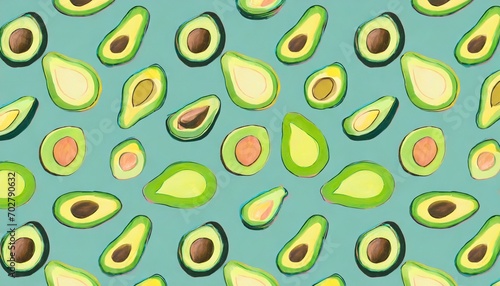 vibrant and abstract avocado pattern with fresh and colorful sliced avocados perfect for banners and wallpapers trendy exotic touch to any design ideal for diet vegan or healthy lifestyles