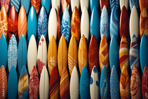 Colorful surfboard pattern background, surfboards illustration