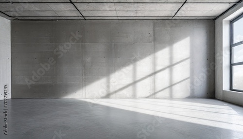 abstract empty modern concrete room with ceiling opening grid shadow and rough floor industrial interior background template photo