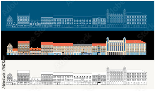 facades of the buildins on north side of Ilica street from number 2 to nnumber 20, Zagreb, Croatia