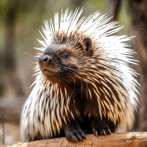 closeup of porcupine loking at camera.