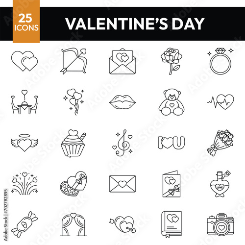 Valentines day, icon set, Icon, valentine, love, vector, line, day, set, arrow, symbol, gift, signs, romantic, holiday, illustration, design, outline, rose, dating, decoration, valentine, happy, heart