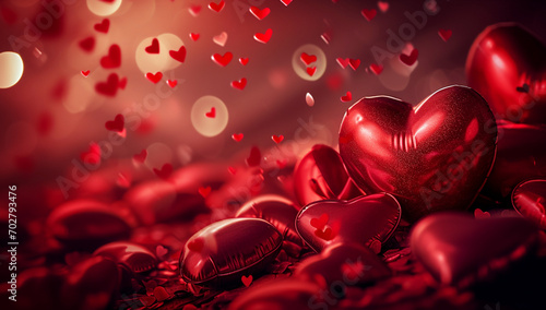 Red Heart Balloons and Bokeh 