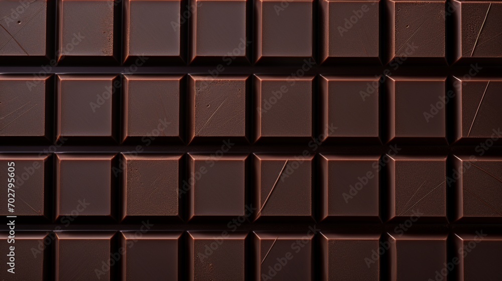 A close-up of rich, dark chocolate bars arranged neatly on a clean surface.