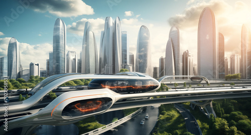 Skyline Reinvention: Eco-Advanced City with Innovative Transit Solutions