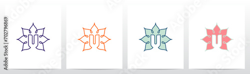 Alphabet Inside Mandala Outline Letter Logo Design U