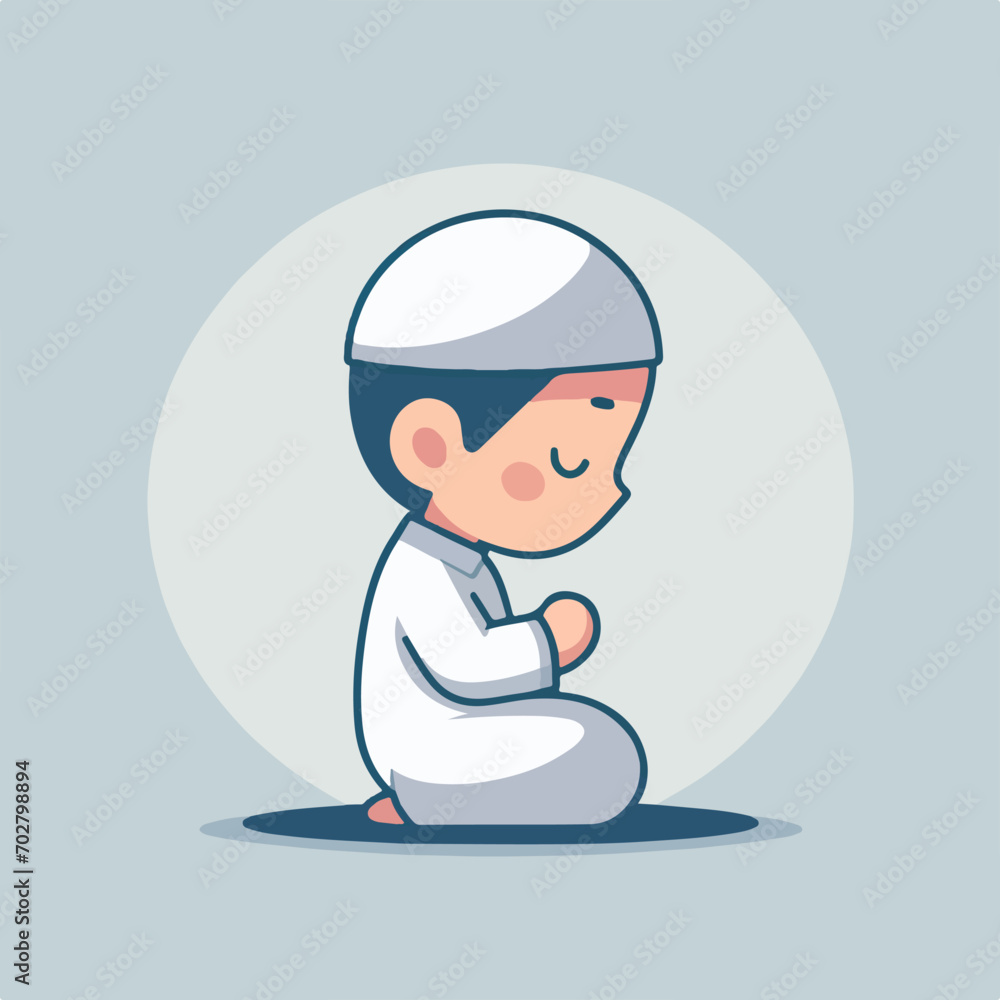 illustration of a Muslim child praying. vector of Muslim children praying. suitable for children's book illustrations.
