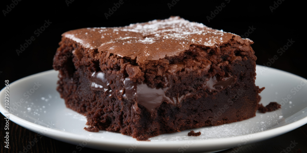 Slice of chocolate cake on a plate. Chocolate Brownie Slice of chocolate cake on a plate. Chocolate Brownie