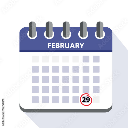 29 february in the leap year calendar vector illustration
