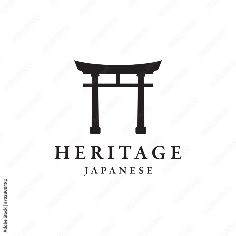 Japanese ancient torii gate logo template design. Tori gate Japanese heritage, culture and history. Japanese ancient torii gate logo template design. Tori gate Japanese heritage, culture and history.