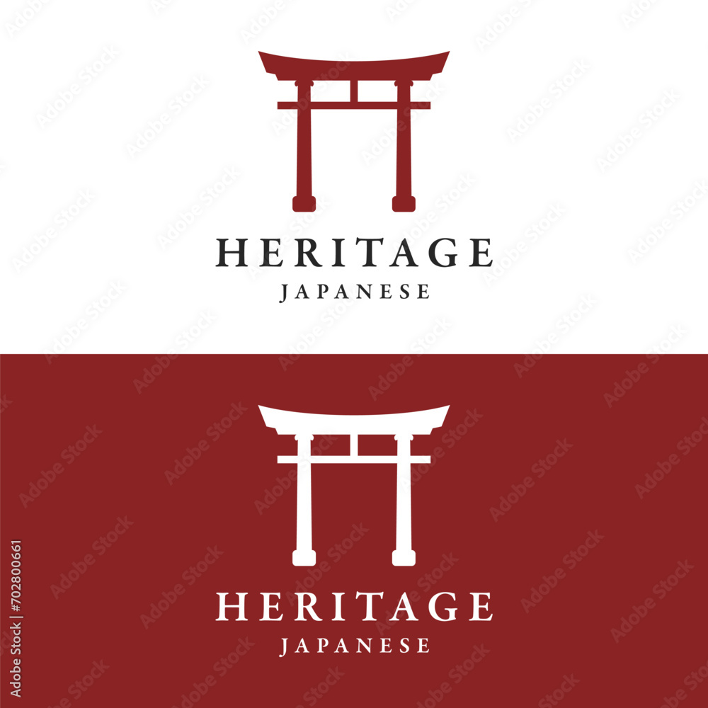 Japanese ancient torii gate logo template design. Tori gate Japanese heritage, culture and history. Japanese ancient torii gate logo template design. Tori gate Japanese heritage, culture and history.