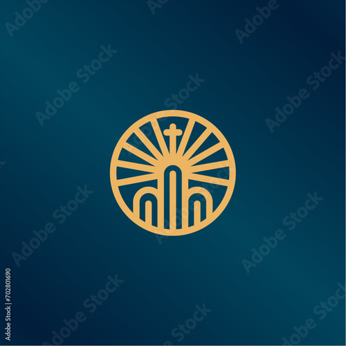 church logo design in negative space. inspiration church logo,christian logo symbol illustration.