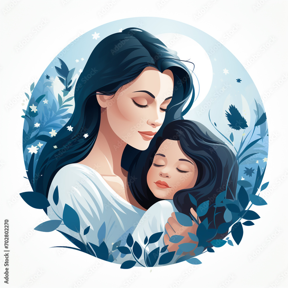 Mom holding a baby Illustration Mom holding a baby Illustration