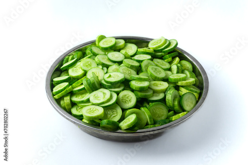 a heap of slice cucumber background, top view