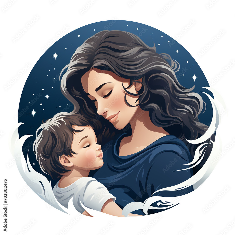 Mom holding a baby Illustration Mom holding a baby Illustration